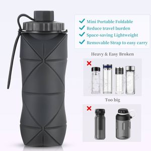 Botella de Agua Deportiva Plegable, Portátil, de Silicona, a Prueba de Fugas, Libre de BPA, con Clip Metálico para Camping y Senderismo - Product Image 4