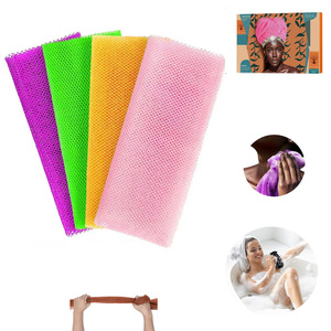 Éponge exfoliante en filet de nylon africain avec logo personnalisé, séchage rapide pour le bain quotidien, exfoliation profonde, outil de douche réutilisable - Product Image 1