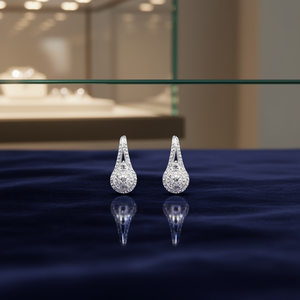 Orecchini Classici in Oro Bianco con Diamanti Naturali Taglio Brillante Certificati Colore D per Gioielli da Sposa Donna E1465 - Product Image 2