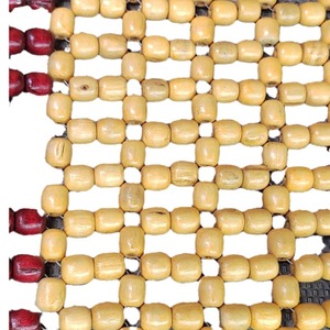 Coussin de siège de voiture en perles de bois Chengyuan 40x88x26x23, respirant, en bois d'hinoki, beige avec bordure rouge - Product Image 5