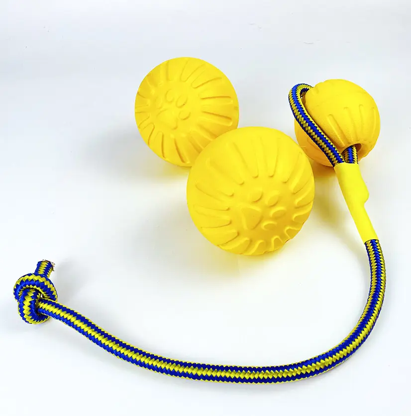 Оптовая продажа, поплавковый игрушечный мяч для собак EVA с тянущимся канатом, устойчивый к укусам мяч для собак, тренировочная игрушка, маленький размер и больший размер