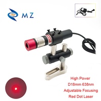 Nouveau module laser point rouge compact à mise au point réglable D18mm 638nm <100/200mW de qualité industrielle avec support et alimentation pour positionnement