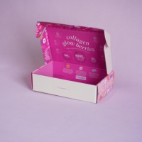 Boîte d'expédition pliante en carton ondulé rose personnalisée, imprimée recto-verso, pour emballage de peptides et suppléments de beauté