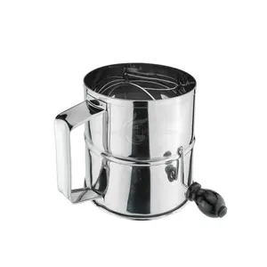 Ngô Grits Bột Mì Micron Sàng 5 Cup Thép Không Gỉ Quay Tay Crank, Baking Đường Sifter Với 16 Lưới Tốt Màn Hình