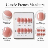 Faux ongles roses en amande à presser, couvrance totale, ensemble d'ongles acryliques pré-dessinés pour femmes