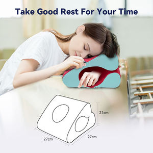 Coussin de bureau rouge pour la sieste, en mousse de silicone 6D, soutien cervical orthopédique, conception anti-pression avec repose-bras - Product Image 2