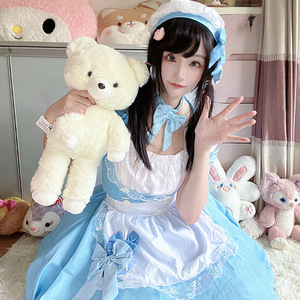 Disfraz de Maid Estilo Anime Japonés, Vestido Loli Azul de Poliéster, Conjunto de Disfraces para Mujer, Juego de Roles - Product Image 2