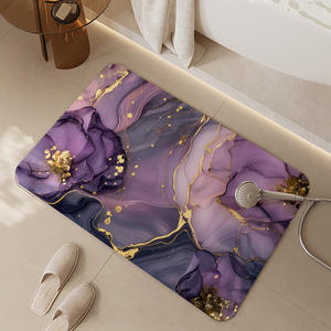 Tapis de salle de bain absorbant et antidérapant, motif ondulé rectangulaire, design minimaliste, pour l'entrée des toilettes, tapis de sol - Product Image 2