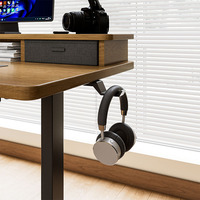 Bureau assis-debout électrique moderne et minimaliste de luxe, convertible, en métal, à moteur unique, réglable en hauteur, marron