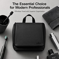 Organisateur de voyage tout-en-un grande capacité avec miroir intégré, trousse de toilette imperméable en polyester pour hommes et femmes