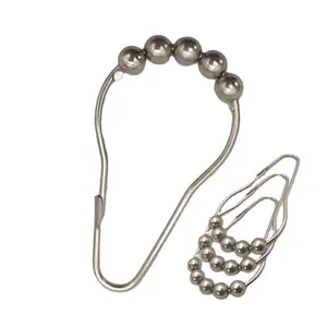 Stainless Steel Black Shower Curtain Rings Single Metal Curtain Poles For Home Bathroom Manufactured Shower Curtain Hooks
