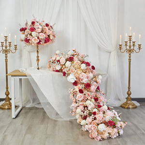 <span class=keywords><strong>Fila</strong></span> di Fiori Artificiali di Rose <span class=keywords><strong>Rosa</strong></span> di Lusso, Decorazione Floreale di Alta Qualità per Matrimoni - Product Image 3