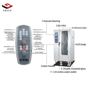 Comptoir multifonctionnel de cuisine commerciale 20 plateaux <span class=keywords><strong>four</strong></span> à vapeur <span class=keywords><strong>combiné</strong></span> électrique - Product Image 2