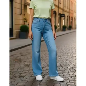 Jeans a Gamba Larga da Donna Adrenaline, Vita Alta, Elasticizzati, Traspiranti, Stile Semplice e alla Moda - Product Image 4