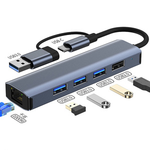 Concentrador de red <span class=keywords><strong>USB</strong></span> tipo C 5 en 1, adaptador divisor de 4 puertos, OTG, <span class=keywords><strong>USB</strong></span> para PC, <span class=keywords><strong>Macbook</strong></span> Pro 13, <span class=keywords><strong>Air</strong></span> Mi Pro, accesorios convertidores - Product Image 3