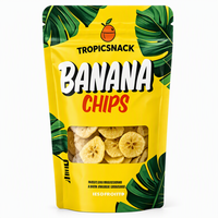 Sachets Mylar personnalisés imprimés pour chips de banane comestibles, sachets refermables à fond plat pour le stockage de snacks