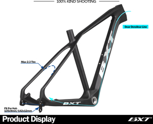 Cadres VTT BXT en fibre de carbone intégrale 27,5 pouces, axe traversant 73 mm, T1000, 135/142 mm, 1319 g – Vente en gros usine - Product Image 4