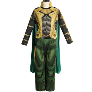 Disfraz de Loki para niños, disfraz de cosplay para niños de 8 a 13 años, fibra de poliéster de color verde dorado con capa y casco - Product Image 5