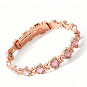 Bracciale con Cristalli Rotondi Multicolore per Donne, Placcato in Oro Rosa, Lega di Zinco Elettroplaccata, Gioielli Impilabili per Anniversario - Product Image 2