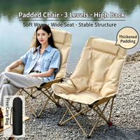 Fauteuil inclinable pliant rembourré à 3 positions, dossier haut, appui-tête, portable, pour camping et pêche, avec logo personnalisé, vente en gros