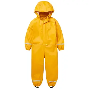 OEM Lightweight raincoat impermeável Reciclado PU Hooded Global One Piece Rain suit Rain Coverall Outdoor para Crianças
