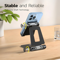 Support de téléphone en aluminium pour bureau, support de téléphone portable en métal à angle réglable, antidérapant, résistant aux rayures, compatible Dual