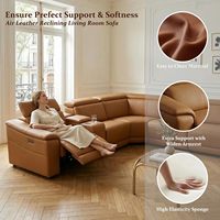 Canapé d'angle moderne inclinable en L 5 places avec console de rangement/charge USB/supports de verres pour salon