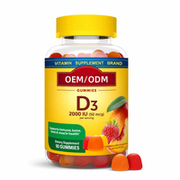 Gummies de Vitamine D3 pour Adultes 2000 UI 50 µg Saveur Fraise Pêche Mangue Complément Alimentaire 90 Unités avec Arômes Naturels de Fruits