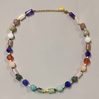Collier en pierre de quartz rose naturel bohème pour femmes et hommes, collier vintage rétro délicat pour femmes, collier à perles