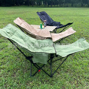 Fauteuil inclinable Wenyan avec repose-jambes, doublure en coton, tissu Oxford, acier carbone, chaise pliante portable pour le camping en plein air - Product Image 1