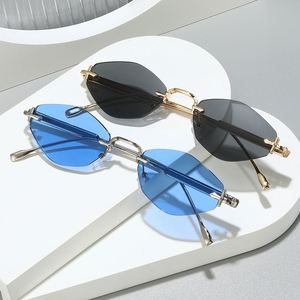 2026 Custom Logo Fashion Men Women Metal Shades Sun Glasses UV400 Small Frame Polygon <b>Sunglasses</b> - Product Image 3