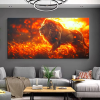 Poster kanvas singa emas tanpa bingkai berkualitas tinggi, mural motif hewan, dan dekorasi dinding mewah untuk rumah modern