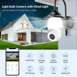 Cámara Bombilla 5G Transfronteriza 2K 2MP CMOS Luz Blanca Impermeable Visión Nocturna Grado Industrial Inalámbrica PTZ <span class=keywords><strong>ICSEE</strong></span> Monitoreo E27 - Product Image 2
