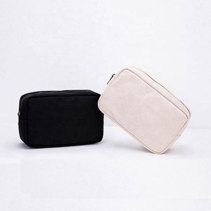 Sacs de toilette et de maquillage en toile de coton vierge, réutilisables, personnalisables avec logo imprimé, à fermeture éclair, vente en gros - Product Image 1