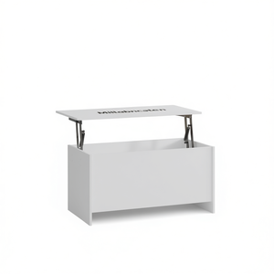 Mesa de Centro de Madera Sintética Blanca de 40.2x21.9x20.7 Pulgadas con Tapa Elevable, Mueble Moderno y Minimalista para Sala de Estar - Product Image 1