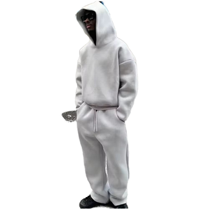 Set di felpa con cappuccio in cotone pesante con Logo personalizzato 330gsm <span class=keywords><strong>pantaloni</strong></span> della <span class=keywords><strong>tuta</strong></span> in spugna francese larghi <span class=keywords><strong>pantaloni</strong></span> della <span class=keywords><strong>tuta</strong></span> lunghi da <span class=keywords><strong>uomo</strong></span> - Product Image 2