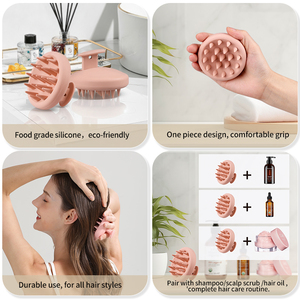 Custom Logo Hair Scalp <b>Brush</b> Shampoo <b>Brush</b> Scalp Scrubber Exfoliate Head Massager Full Silicone Scalp Massager For Hair Growth - Product Image 2