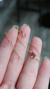 Xinfly 18K Pure Gold with Dark pink Tourmaline and butterfly Diamond <b>Bracelet</b> - Product Image 2