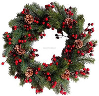 2023 Weihnachts dekoration 45cm natürlicher Tannenzapfen ring Weihnachts simulation Kiefern zweig kranz