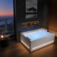 Baignoire de luxe rectangulaire portable autoportante à hydromassage avec bande LED d'ambiance, certifiée CE SAA, pour hôtel et villa