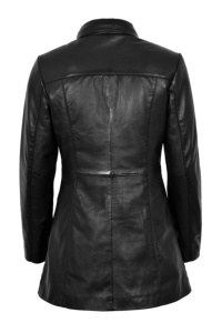 Manteau pour femme en cuir Nappa noir 100% véritable, coupe classique, finition premium, marque privée, OEM/ODM, vente en gros, luxe - Product Image 3