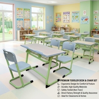 Meubles de classe : Bureau et chaise scolaires doubles combinés pour 2 élèves, bureau scolaire double universitaire, bureau scolaire en bois