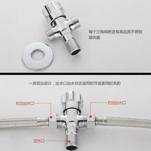 Robinet d'angle en cuivre épaissi multifonctionnel à trois voies, un entrée-deux sorties, double interrupteur, accessoire de salle de bain - Product Image 4