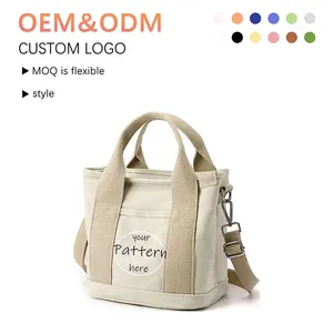 Borsa Tote Grande Personalizzata in Nylon e Cotone con Chiusura a Cerniera e Tasca, Borsa a Tracolla alla Moda per Shopping e Mercato - Product Image 2