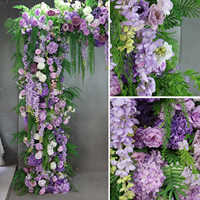 Arche de mariage style forêt avec arrangement floral, toile de fond carrée extérieure de 2,4 m avec support pour fêtes et cérémonies de mariage