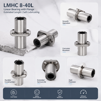 Roulement linéaire à cage à billes à bride, plaque centrale carrée, 8 mm, 40 mm, en acier chromé, conception longue pour routeur CNC et ligne d'automatisation