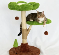 Arbre à chat d'intérieur classique de 36,5 pouces, multi-niveaux, design cactus, avec perchoir en peluche, sisal et bois, et niche privée pour chatons de petite taille