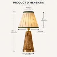 Lampe de table sans fil rechargeable DC E14 en rotin, abat-jour plissé ivoire simple avec bordure verte, écologique pour restaurant, boutique, hôtel