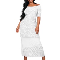 2025 blanc gris polynésien samoan Tribal soirée Puletasi 2 pièces ensemble île dernier Style deux pièces Puletasi