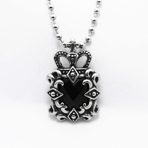 yunnique Vintage Crown Pendant Black Gemstone <b>Titanium</b> Steel Necklace Gift Jewelry - Product Image 1